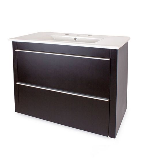 Vanitory Colgante Marbella Wengue Mesada Losa 3 Agujeros 80 Cm Abc Muebles