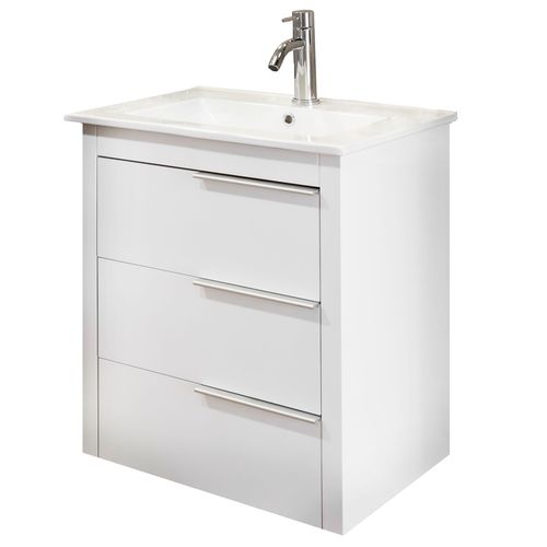 Vanitory Colgar Urbano Blanco 60Cm Con Mesada de Loza 1 Agujero