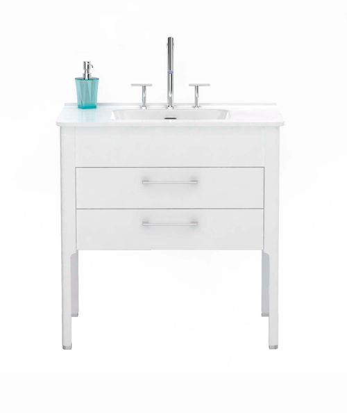 Vanitory Cajón Curve 100 Blanco Con Mesada Loza 3 Agujeros Campi Amoblamientos