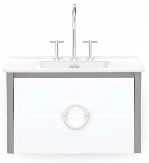 Vanitory Con Cajón Gris-Blanco 60 Cm 3 Agujeros Campi Amoblamientos