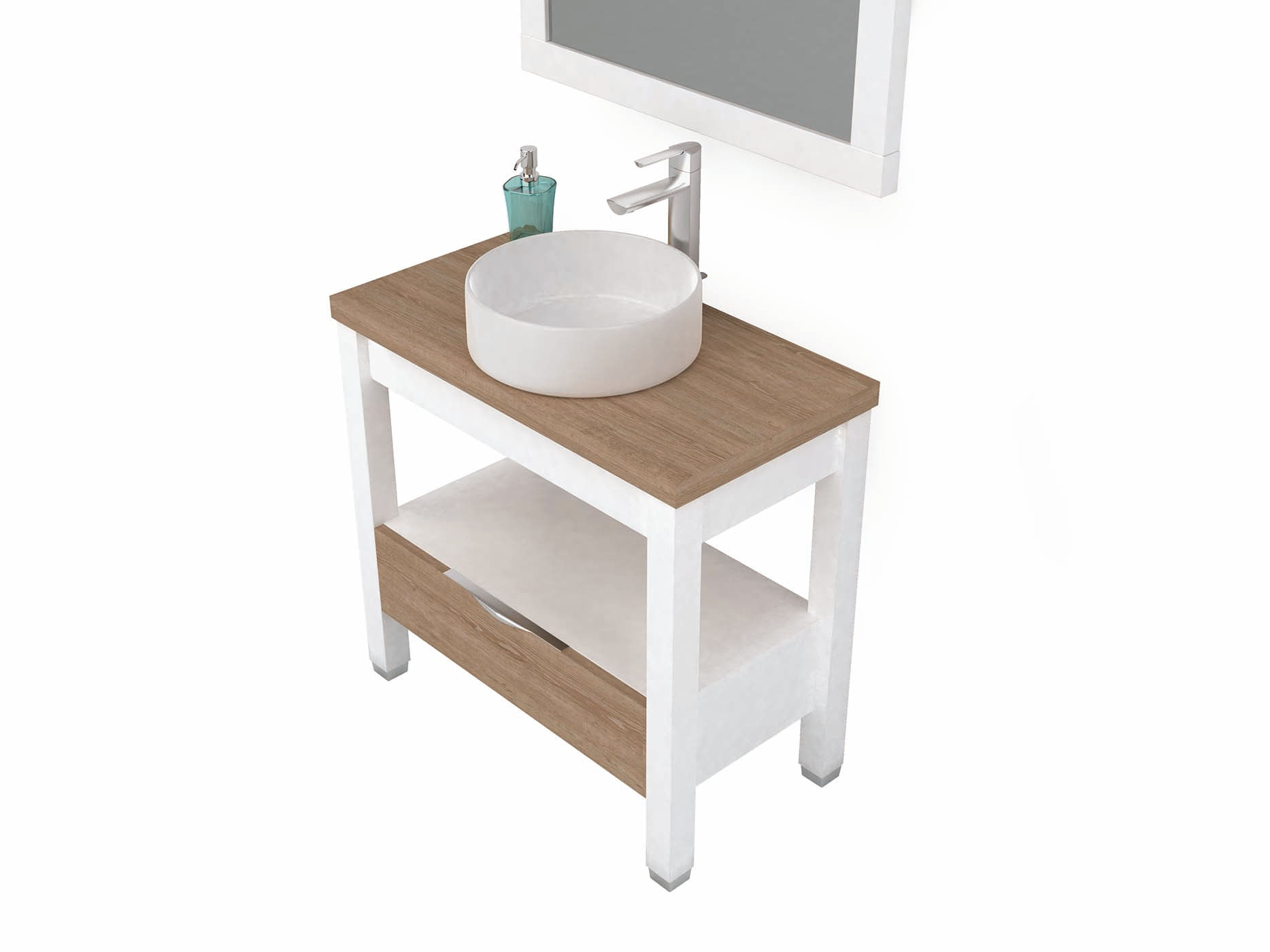 Bacha Baño Griferia Para Bacha De Apoyo Vanitory Mueble Oak Roble
