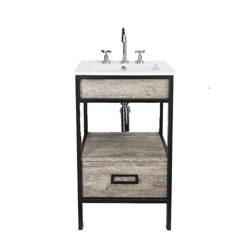 Vanitory Cajón Iron 50 Cm Roble Vintage 3 Agujeros Campi Amoblamientos