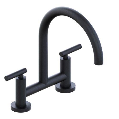 Grifería Cocina Sun Lever Pico Curvo Black 4581 Hidromet