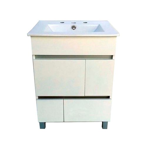 Vanitory Cajón Paint 60 Cm Blanco Mesada Loza 3 Agujeros Urbis