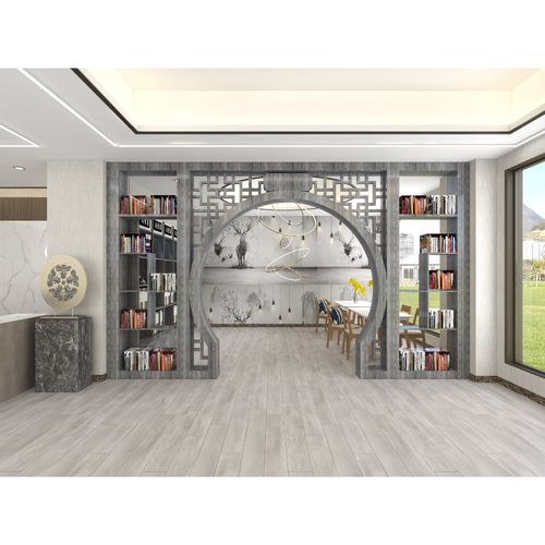 Piso Vinílico Spc Gris 122X18 Cm Foshan