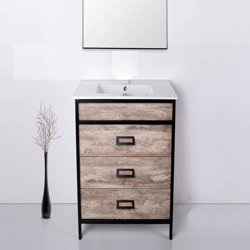 Conjunto Iron 80Cm Roble Vintage 3 Agujeros 2B Campi Amoblamientos