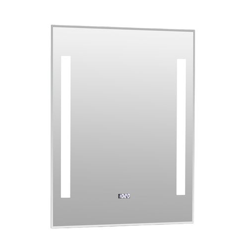 espejo led lateral con reloj 60 x 80 cm