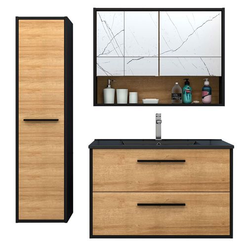 Kit Vanitory + espejo + mueble lateral Gida Vessanti