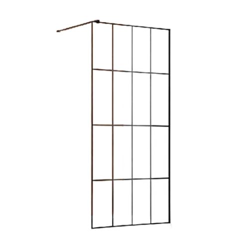 Mampara Fija Marco Negro Y Franjas 90X190 Cm Vessanti